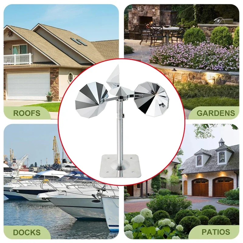 

Wind Powered Bird Repeller Reflective Rotating Device Garden Roof Decor Carbon Steel Angle Adjustable Keep Birds Away Repellent