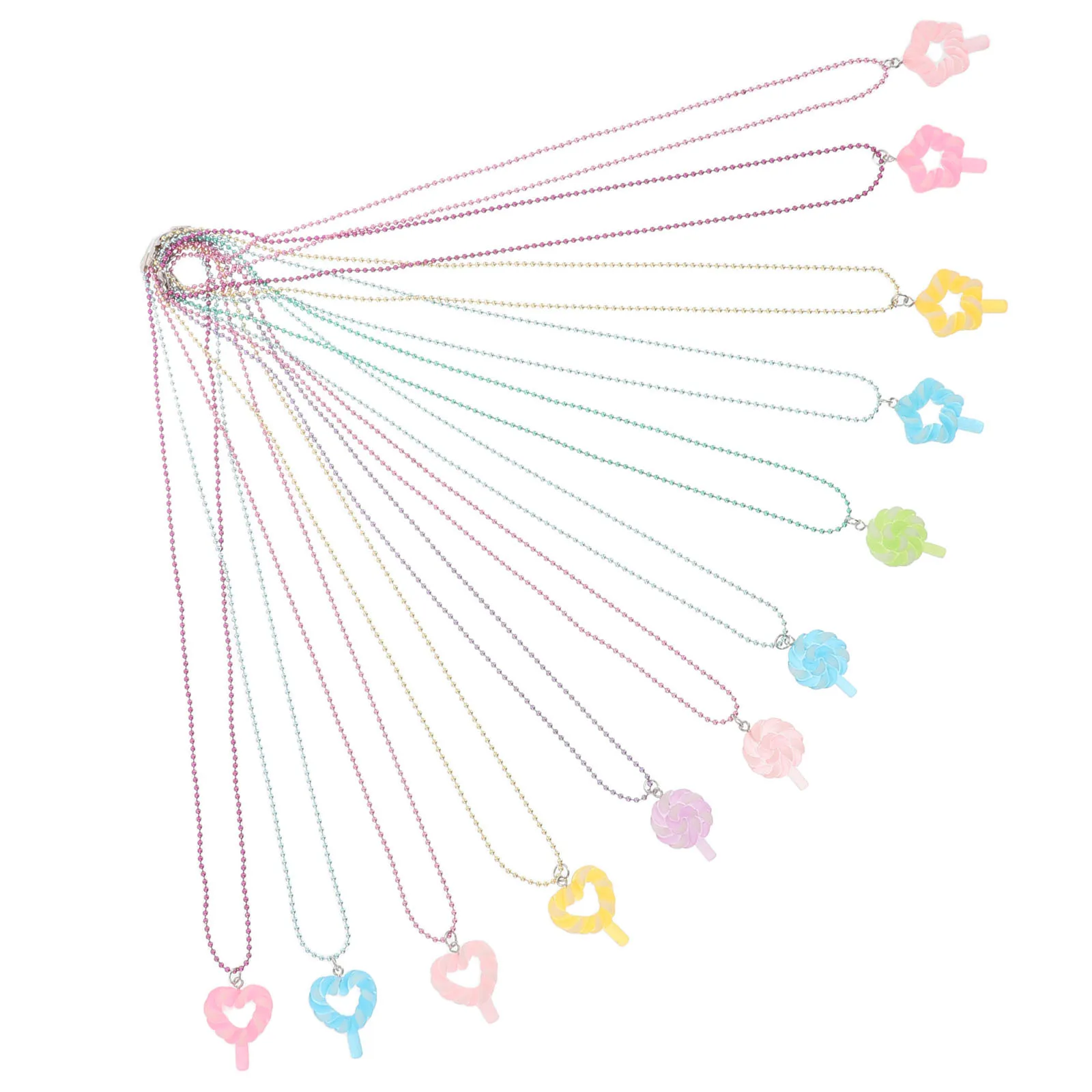 

12Pcs Children Party Decoration Jewelry Set Macaron Color Lollipop Candy Pendant Necklaces for Girls Birthday Party Favors Dress