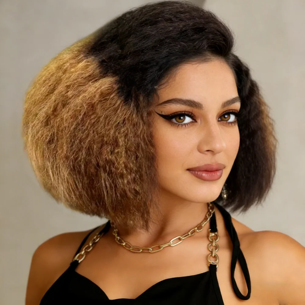 

8-дюймовый короткий парик 5x5 C с кружевной застежкой, кудрявый прямой парик, плотность 250%, человеческие волосы, парик из волос Remy для женщин