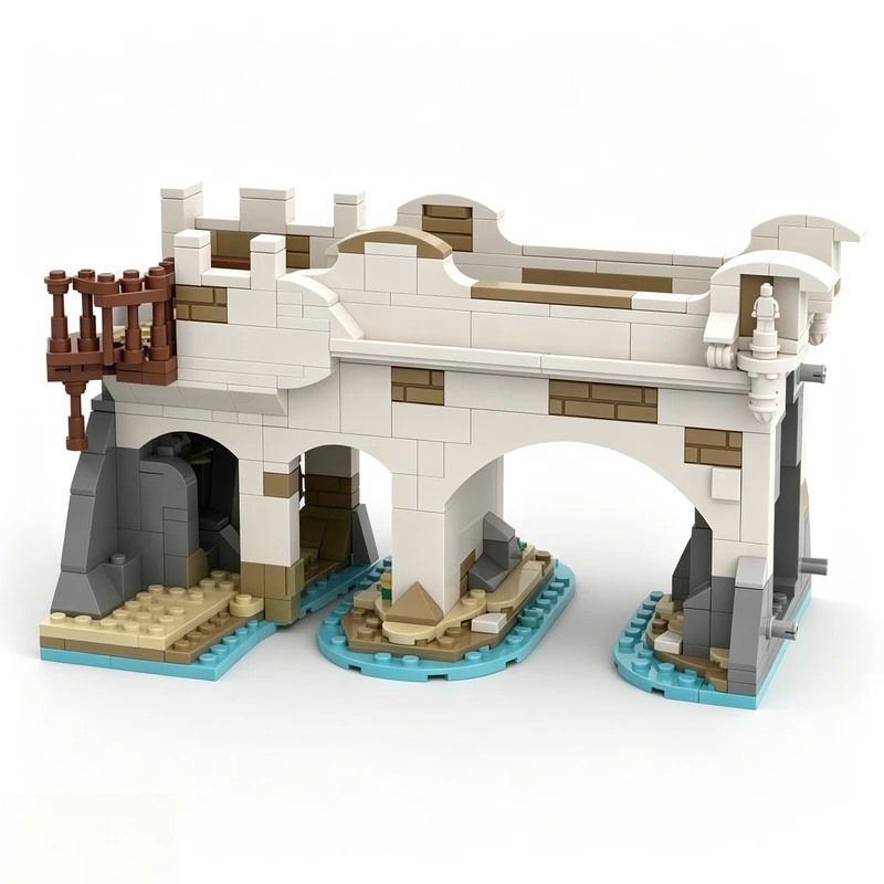 514PCS Governors Island Bridge To Prison Tower MOC City Street View Architecture Building Blocks Assembly Educational Toy Gift