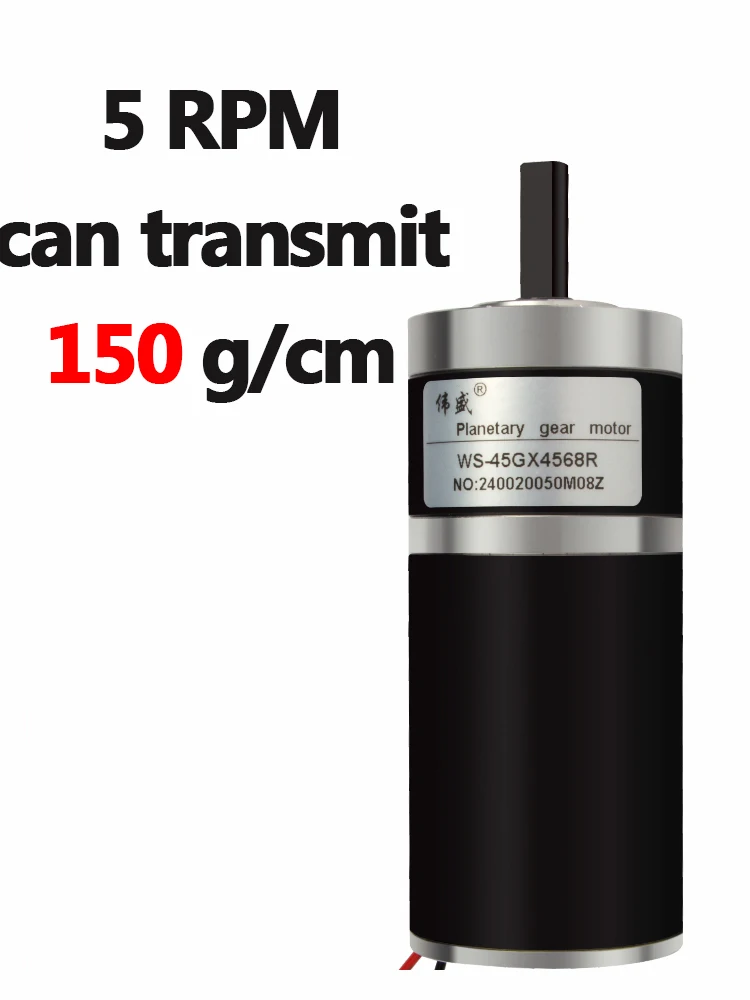 Imagem -02 - Motor Redutor Planetário de Alto Torque Ajustável Motor dc em Miniatura cw Ccw 12v 24v 45 mm