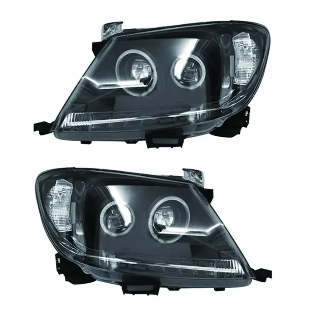 2Pcs LED Headlights For Toyota Hilux Vigo 2008-2014 Facelift Angel Eye Daytime Running Light Black Housing - view 2