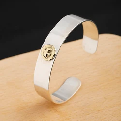 S925 Sterling Silver Jewelry Retro Simple Men and Women Glossy Ring Flying Eagle Open Bracelet