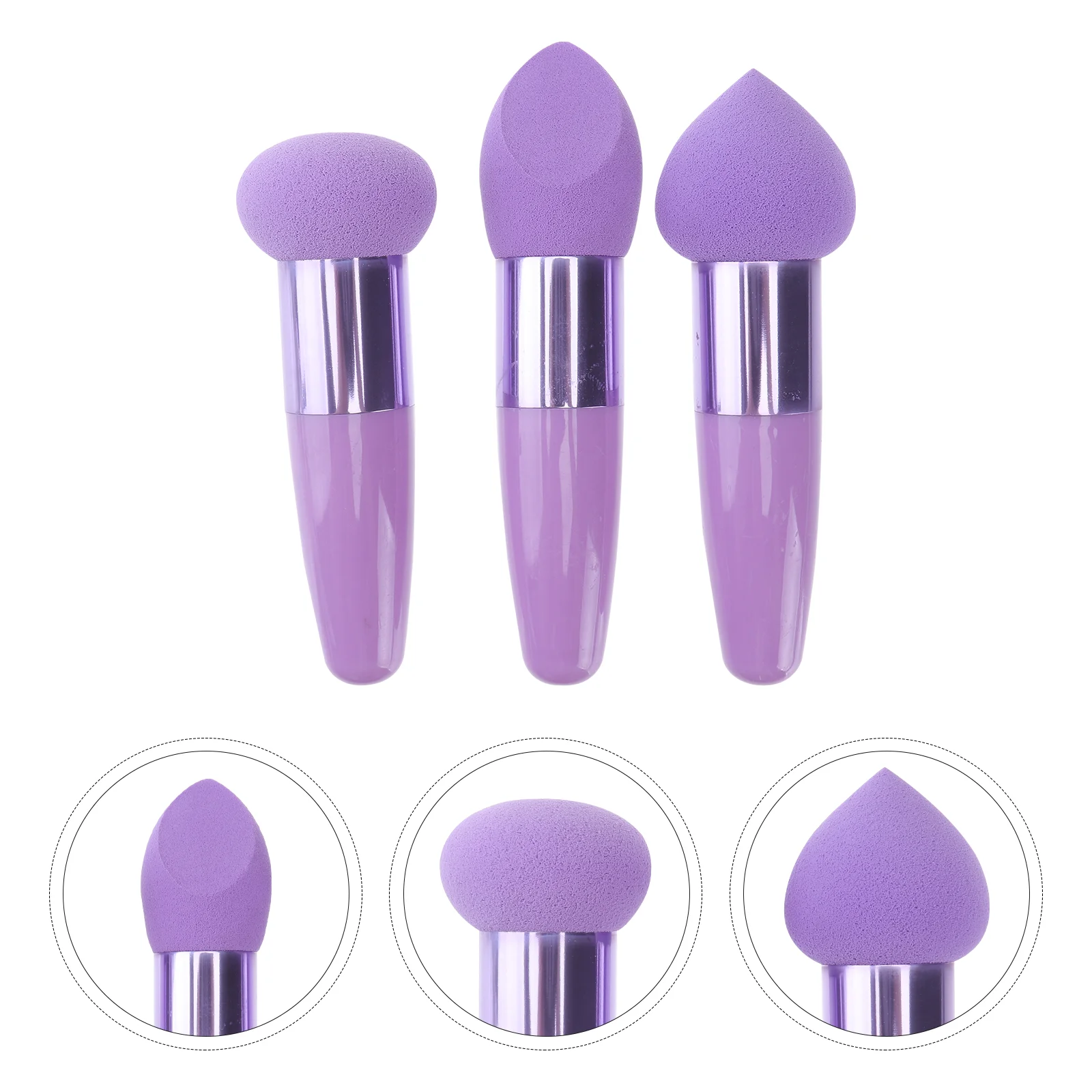 3 Pcs Powder Puffs Beauty Pen Blending Sponge Multifunctional Makeup Set Purple Travel