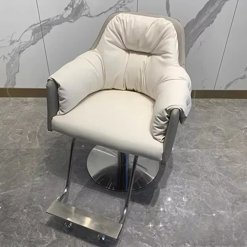 Minimalist White Barber Chair Aesthetic Beauty Comfortable Nordic Hair Salon Chair Stylish Trendy Sillas De Barberia Furniture