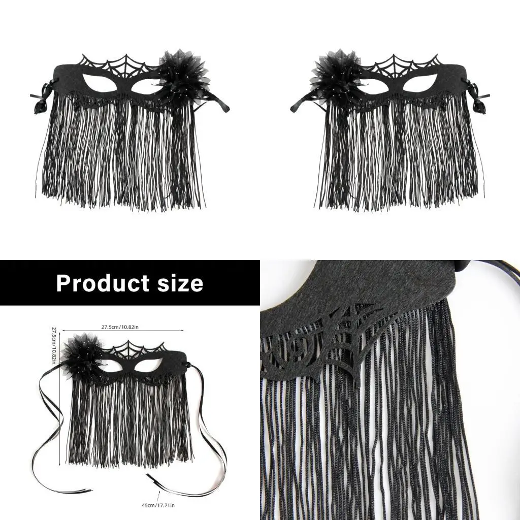 

39BD Masquerades Mask with Flower Fringe Ball Prom Mask Venetians Party Mask Mardi Gras Mask Cosplay Mask Halloween Mask