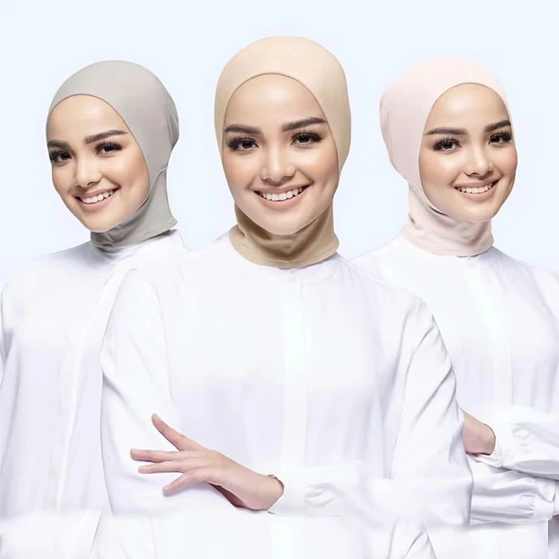 2022 Phụ Nữ Hồi Giáo Mềm Mại Modal Bên Trong Hijab Nắp Căng Băng Đô Cài Tóc Turban Gọng Bộ Đội Hồi Giáo Underscarf Bonnet Nón Nữ Đầu Turbante Mujer