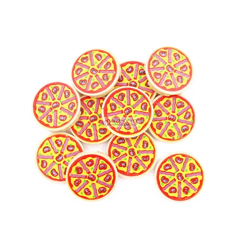 MARUMINE-azulejo redondo de 30 piezas para Pizza, 2x2, accesorios de comida, ladrillo MOC 14769 4150, Compatible con impresión, bloques de construcción, piezas, Juguetes