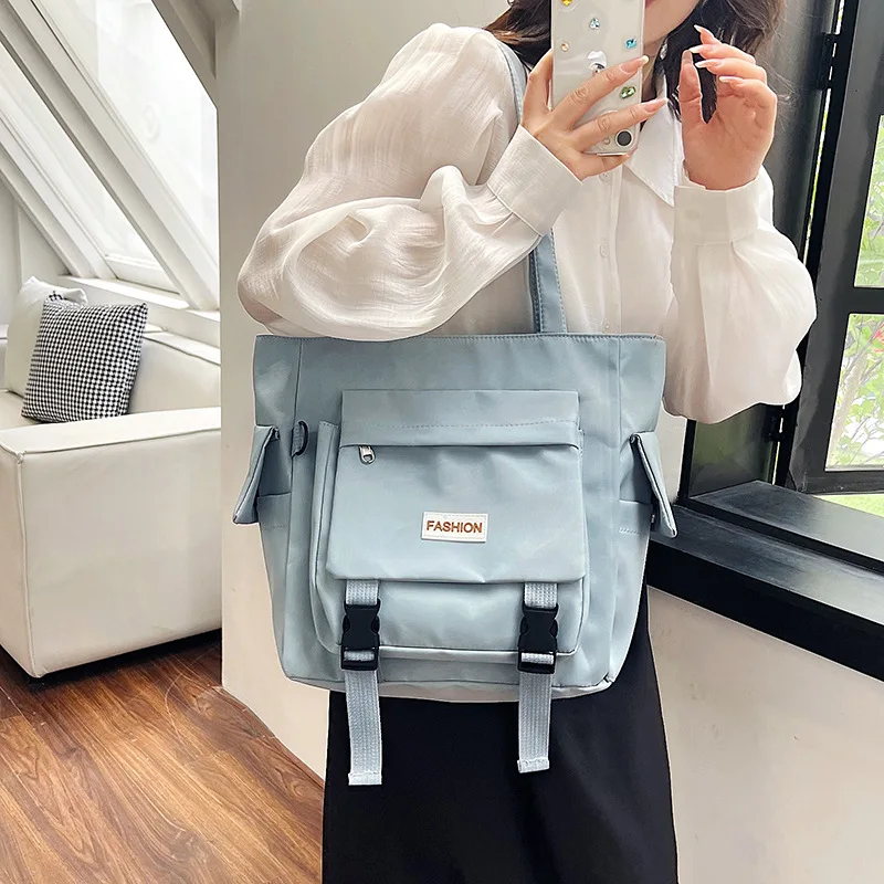 

High Capacity Women's Canvas Bag Autumn Winter New Shoulder Nylon Tote Bag Work Handbag for Women Office