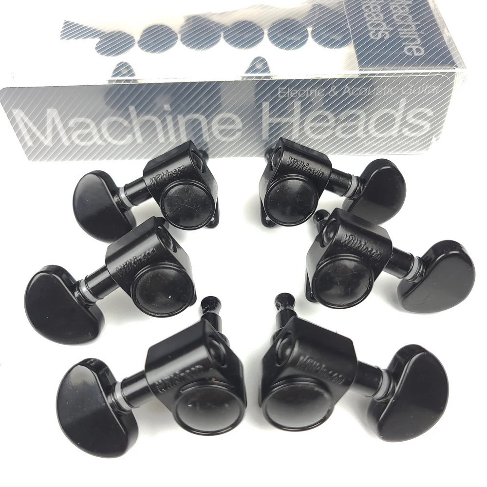 Wilkinson 3+3 Tuning Keys Pegs 19:1 Guitar Machine Heads Tuners For Les Paul LP SG Style Electric or Acoustic Guitar WJ303 Black