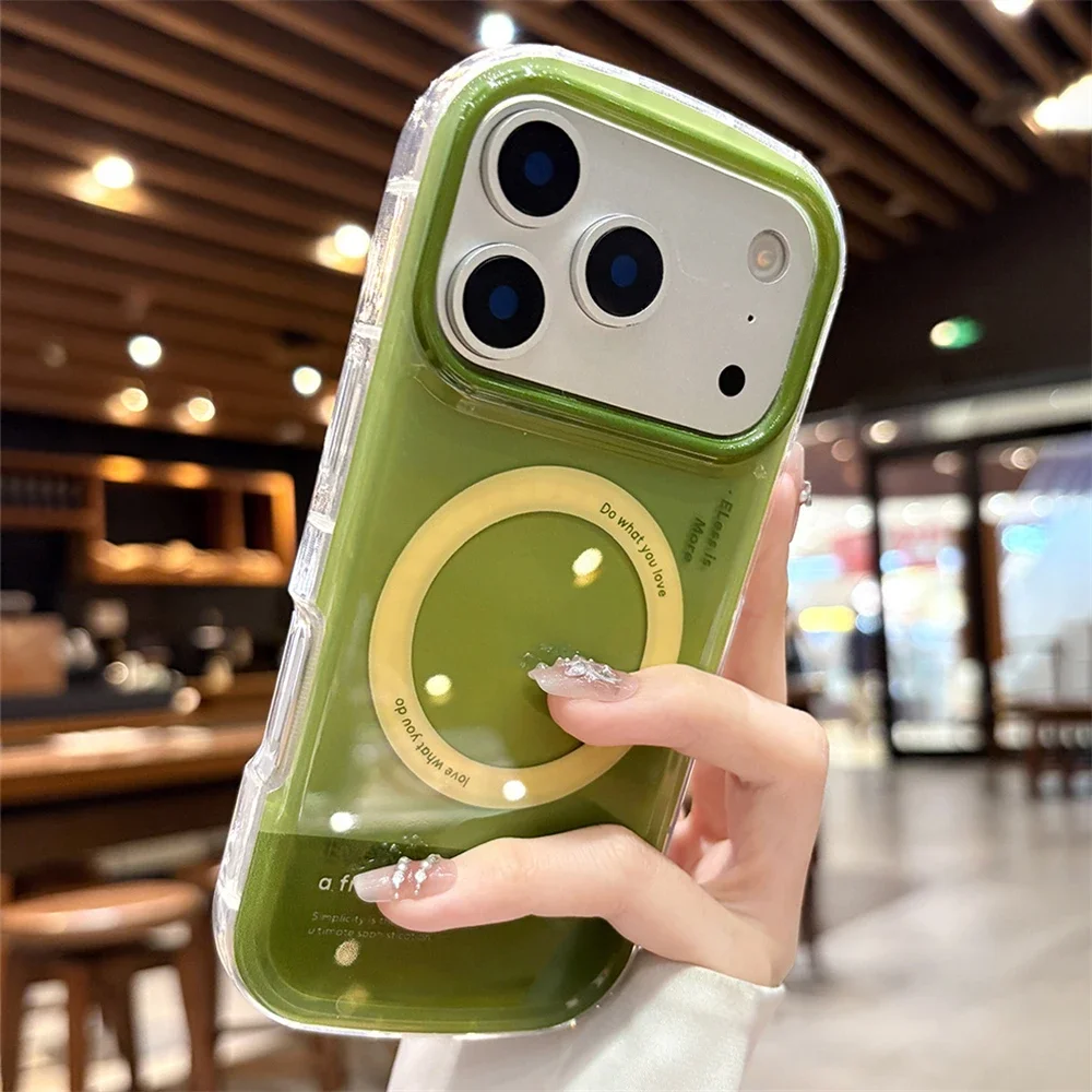 

Магнитный овальный чехол для телефона с цветными блоками для iPhone 17 Air 16 Pro Max 15 14 13 для Magsafe Contrast Candy, противоударный чехол