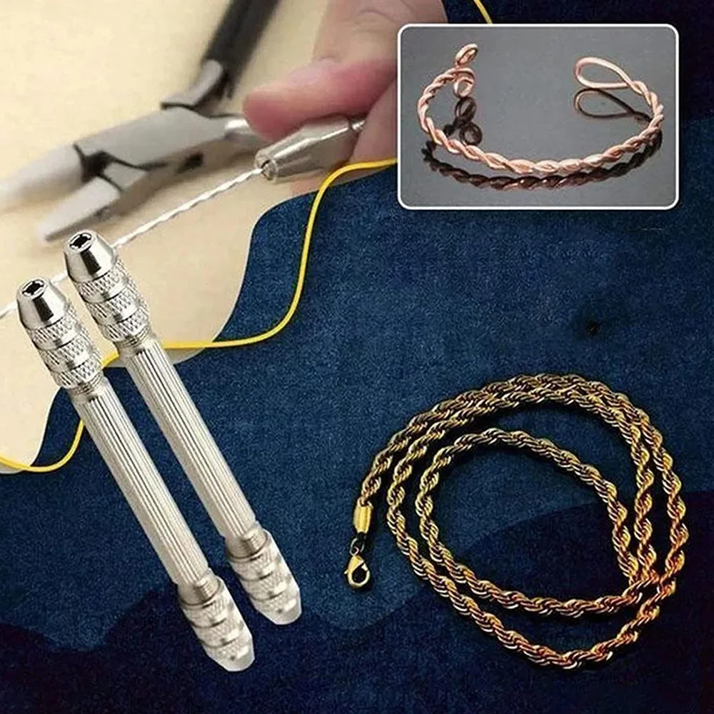 Hand Twist Drill Double Head Cable Nozzle Lock Mouth Engraving Chuck Drill Needle Handle Jewelry DIY Fixture