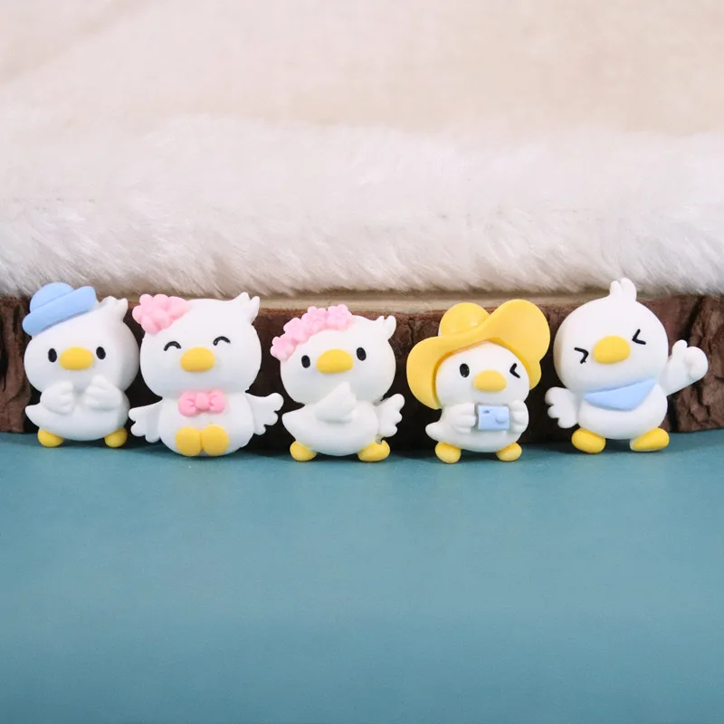10pcs Cartoon Mini Ducks Resin Flat Back Embellishments Cabochon Scrapbook Charms for Jewelry Accessories for Girls