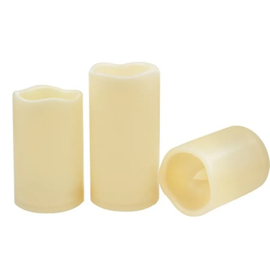 Waterproof Outdoor Battery Operated Flameless Candles with Timer Realistic Flickering Plastic Fake Electric LED Pillar Lights f