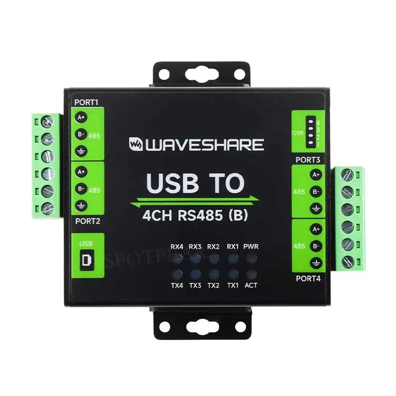 Przemysłowy izolowany konwerter USB na 4-kanałowy RS485 (B) UART CH344L do montażu na ścianie/szynie — zdjęcie produktu 4