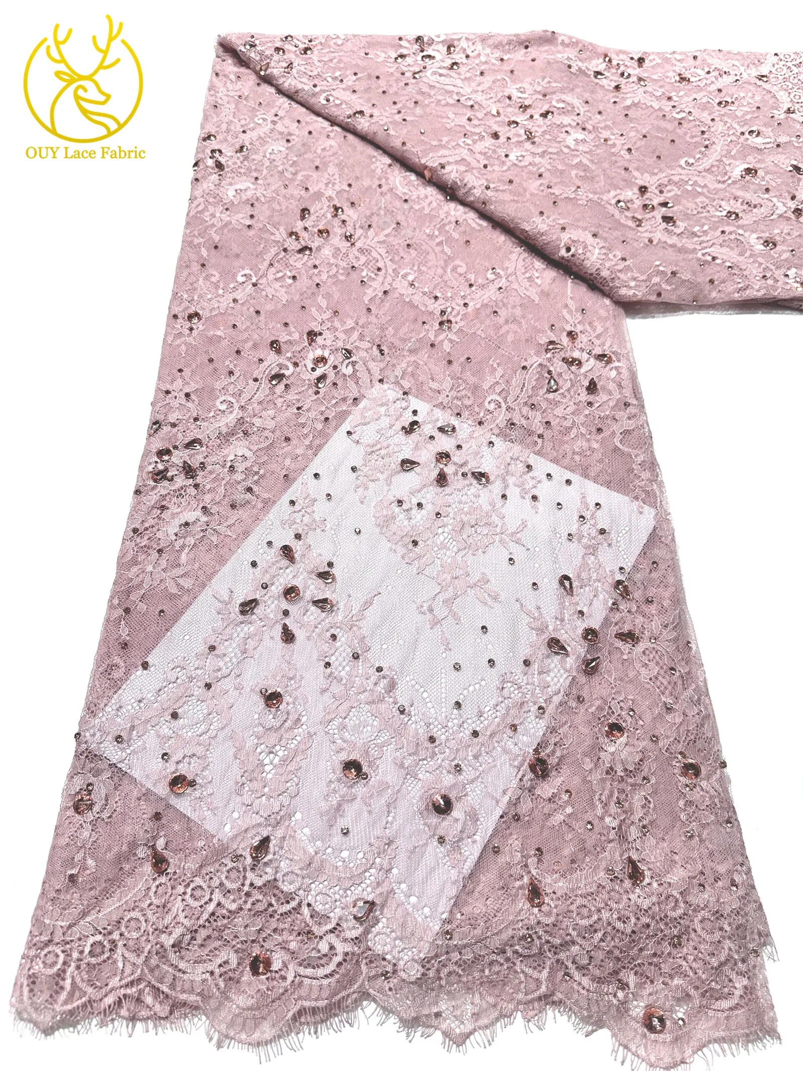 Roter nigerianischer Spitzenstoff, hochwertige afrikanische Milchseide mit Steinen, Guipure-Kordel für Damen-Partykleider, DIY-Nähzubehör, 3 Meter – Detail 17