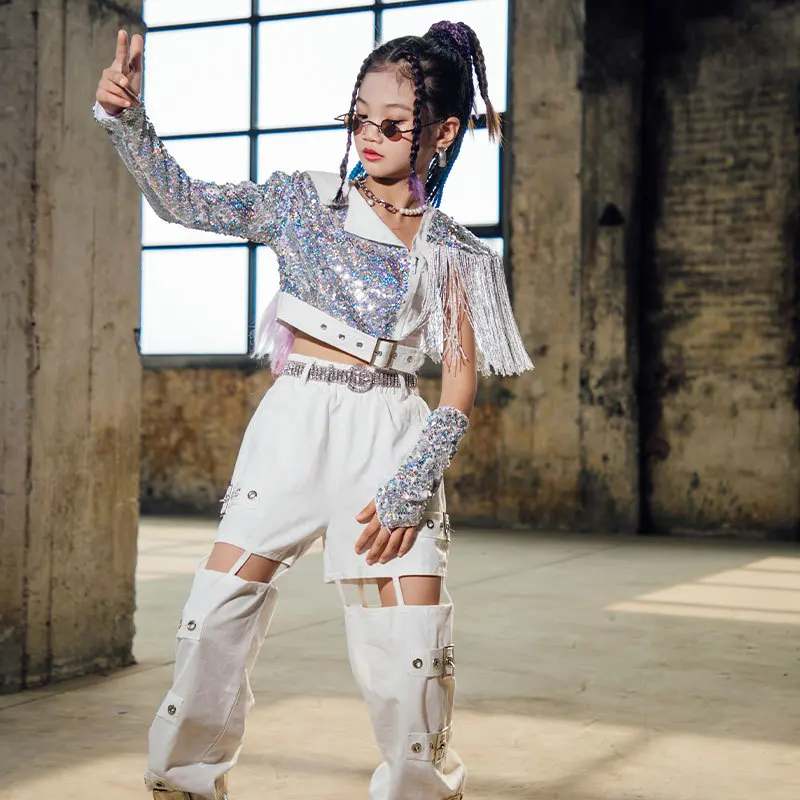 

Children's Jazz Dance Performance Costume Set, Children's Street Dance, Hip-hop, Fashion Show Costume, Top+sleeves+pants