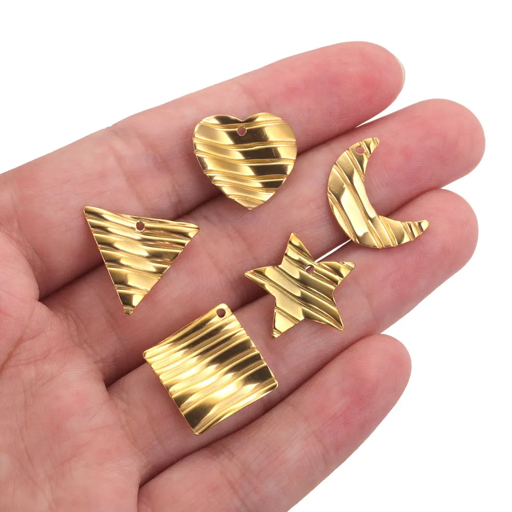 20pcs Stainless Seel Textural Charms Moon Start Heart Pendants For Earring Jewelry Makings Findings DIY Earring Making Supplies