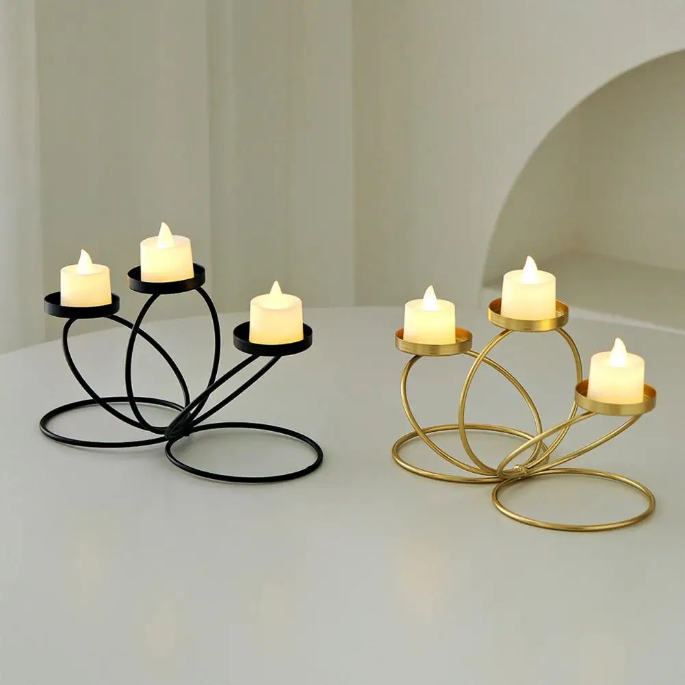 Candle Holder Centerpiece Dining Table Candle Holder Elegant Cast Iron Candle Holder for Home Decor 3-arm Ornament