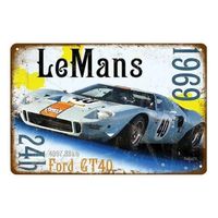 GT40 Le Mans Metal Tin Sign Retro Man Cave Wall Art Decor