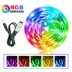 DC 5V RGB 5050 LED Strip listwa 3 klawisze elastyczne wstążki DIY diod dioda Led dioda listwa oświetleniowa lampki choinkowe