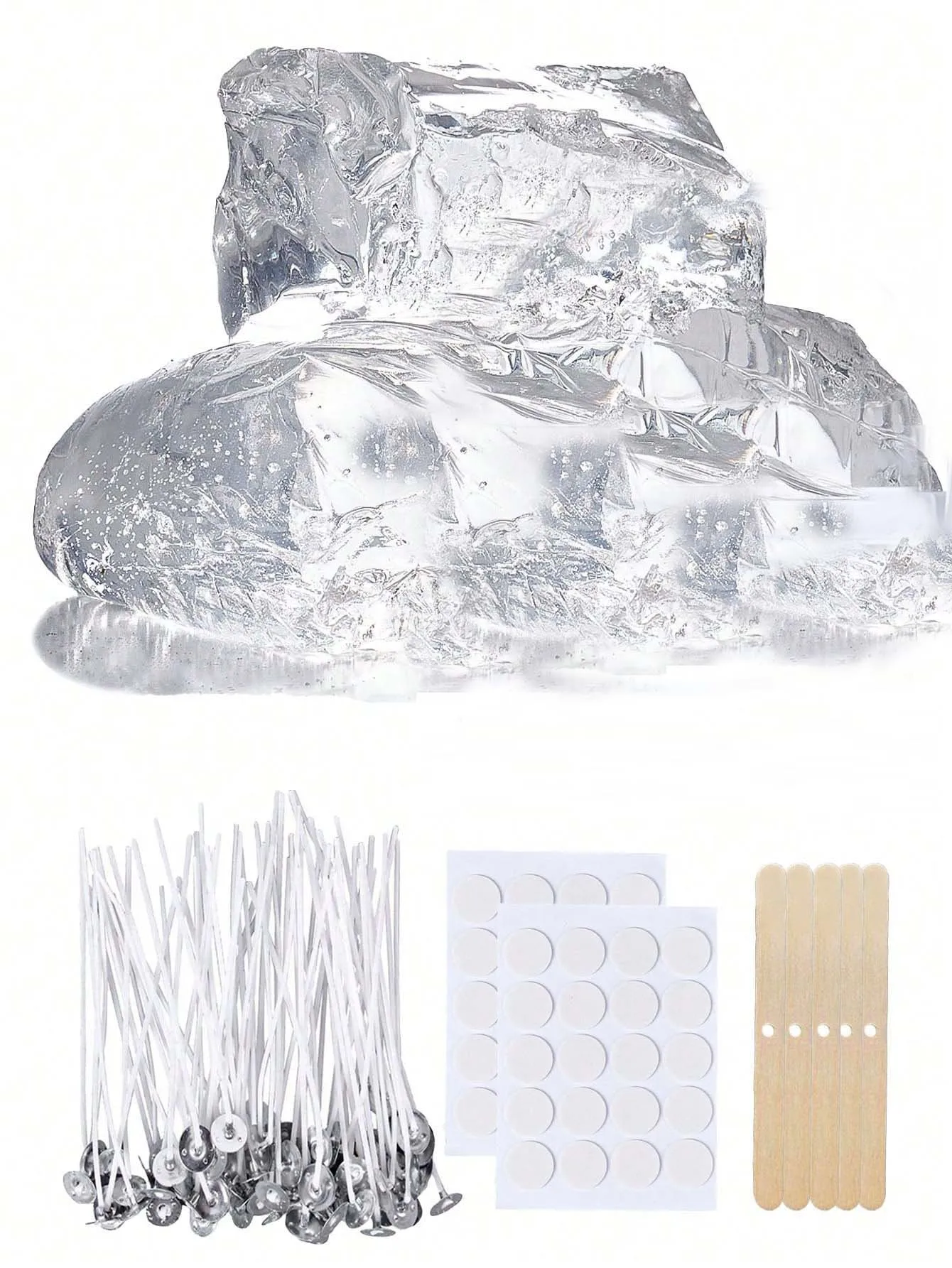 200G Transparentes Kristallwachs-Set, Geleewachs, für Bastelarbeiten DIY Kerzenherstellung Handgemachte Kerzen Zubehör für Halloween Weihnachten