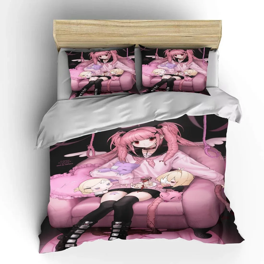 Japanese Anime Moe Double Bed Duvet Cover Bed European Bedding Sets Home Textiles Luxury Pillow Cases Bedroom Bedding Sets