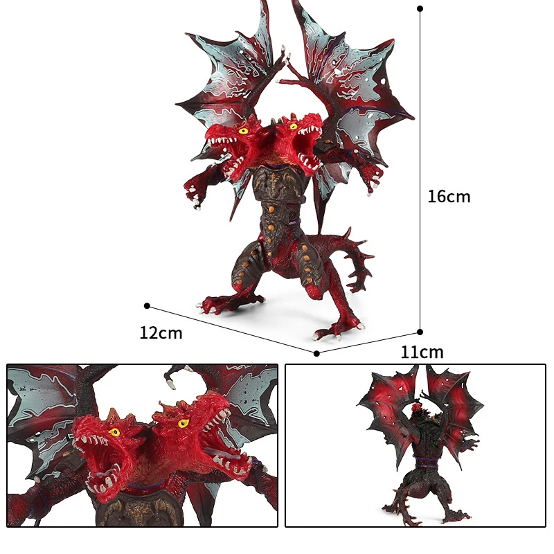 재미있는 신화 모델 지옥 악마 드래곤 유령 매직 드래곤, 두 머리 드래곤 썬더볼트 매직 드래곤, 어린이 동물 모델 장난감
