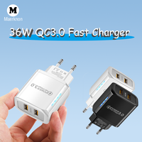 Dual USB Charger Fast Charging Charger QC 3.0 for iphone 16 Xiaomi 15 Huawei Portable Universal Adapter 36W Mobile Phone Charger