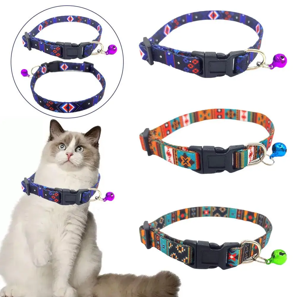 Cat Collar Separable Adjustable Pattern Tribe Aztec Nylon Pet Anti-lost Dog Accessories Soft Southwest Collars Safe Pet Col M6V0