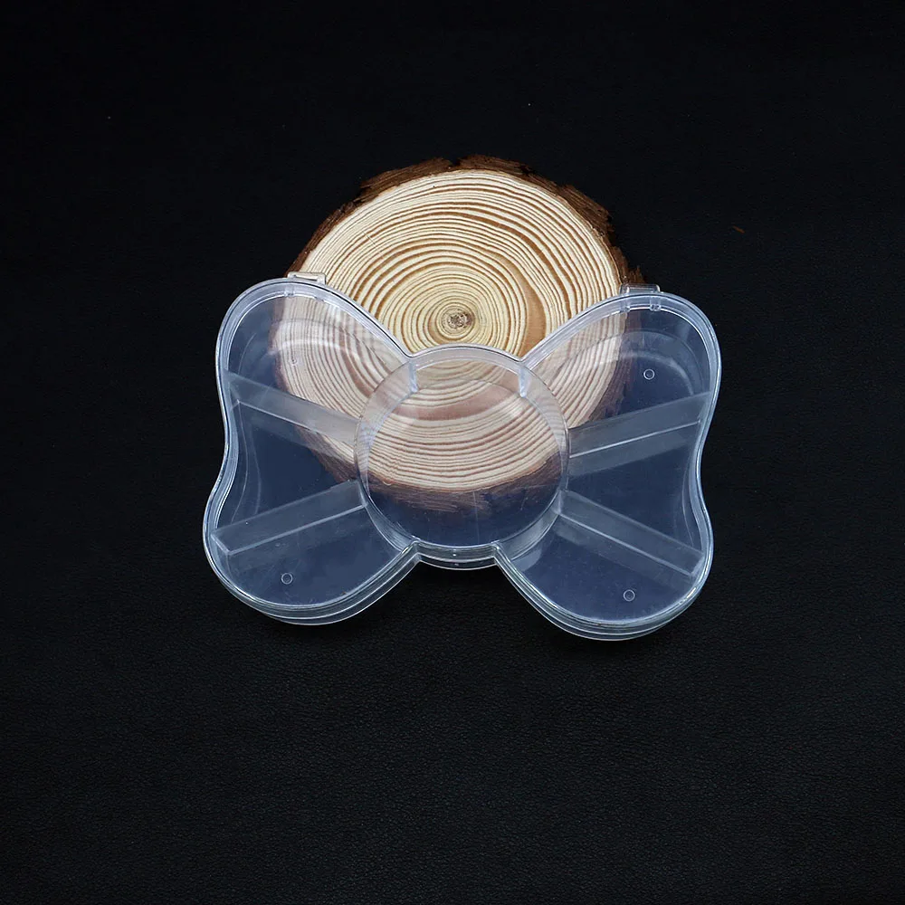 2 قطعة صناديق تغليف المجوهرات البلاستيكية الشفافة متعددة الأقسام على شكل قوس لتخزين وعرض خرزة صغيرة مختلفة