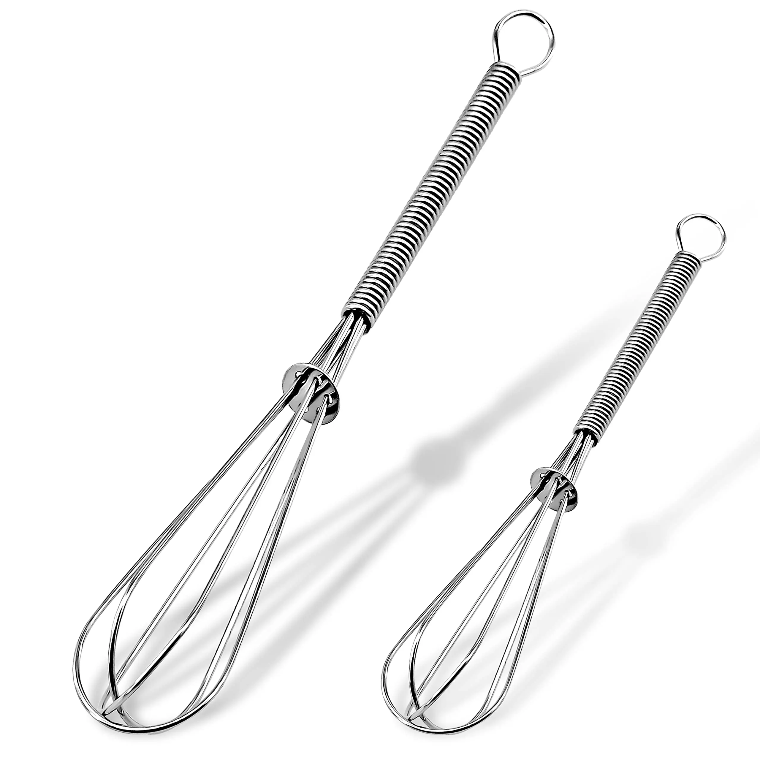 Leeseph Wire Whisks, 5in 7in 8in Stainless Steel Kitchen Mini Whisk & Egg Beater for Cooking, Blending, Beating and Stirring