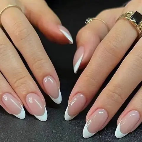 24 PCs Short French Minimalist Nails with 1 Jelly and 1 Nail File