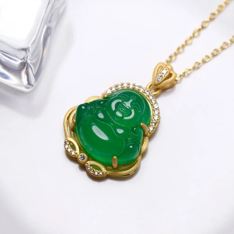 

Inlaid Chalcedony Buddha Gong Pendant Personalized Versatile Men's and Women's Agate Pendant Pendant Wholesale