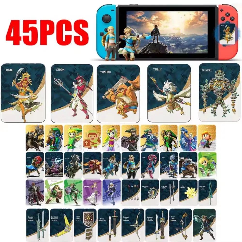 45 قطعة من بطاقات Zelda Amiibos ذات الطراز الجديد تنطبق على أسطورة Zelda Tears of the Kingdo وأسطورة Zelda أحدث الطيران الشراعي