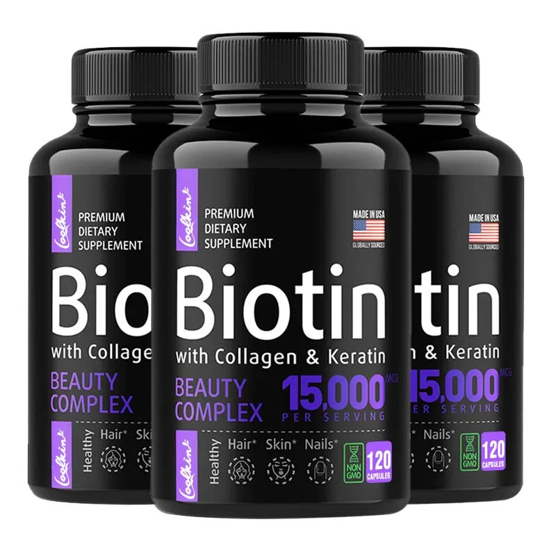 Biotin Collagen Capsules - Promotes Hair Growth, Improves Dry Hair, Skin Beauty Care, Supports Nail Health