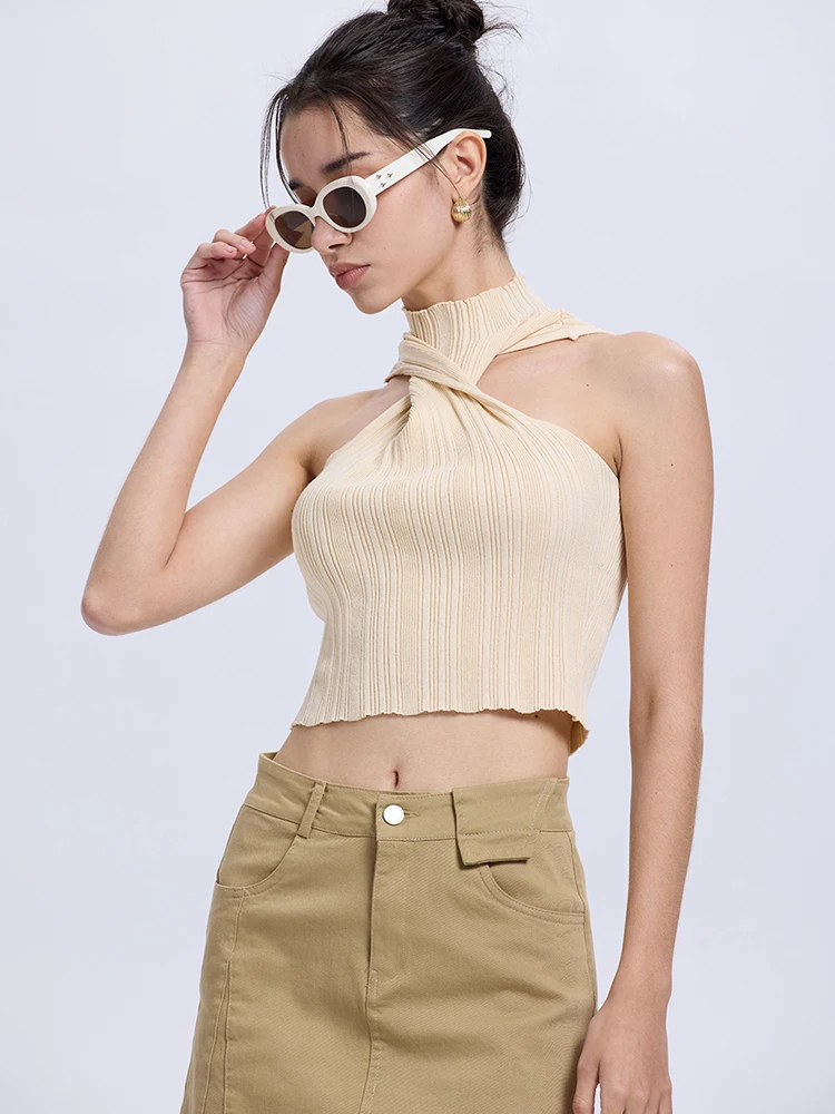 

Cross-Ba ort Vest Top Women's Faion Summer New Arrival Versatile Sexy Neline Design Commute Sle Color