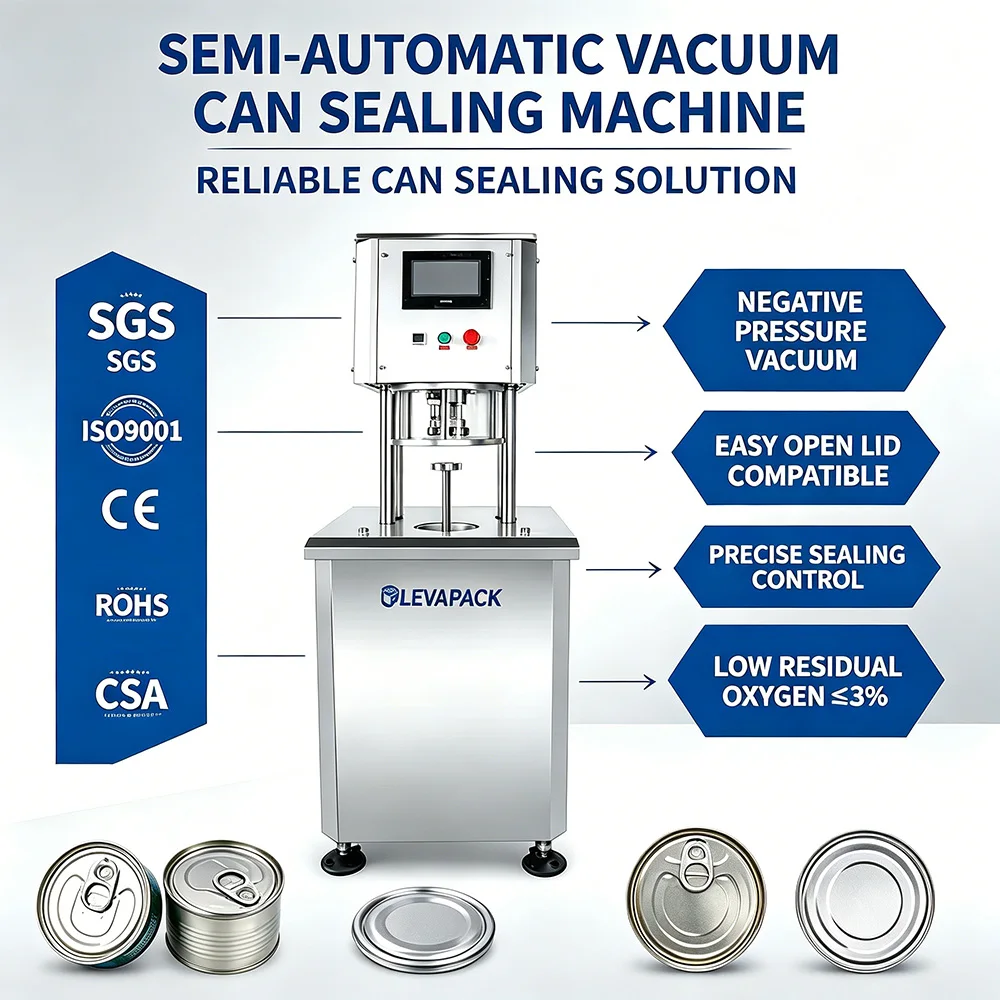 Electric Canned Vegetables & Beverage Vacuum Sealer Machine For Case Packaging With Wood Material