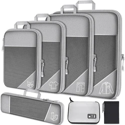 7PCS Compression Packing Cube Set Expandable Mesh Travel Bags Luggage Organizers Drawstring Bag For Trip Home Storage Accessorie