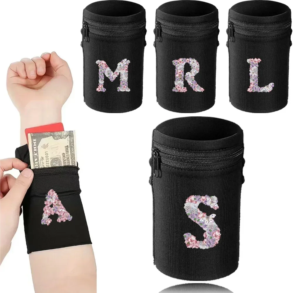 Sports Wristband Bags Wrist Protector Running Sport Safety Black Series Support Brace Wrap Wristband Rose Flower Style Wrist Bag