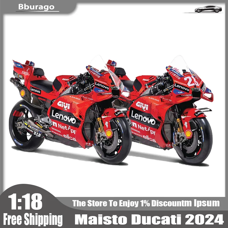 

Maisto Ducati Lenovo Team 1:18 Die-Cast Motorcycle Racing Model Toy Simulation Alloy Francesco Bagnaia Enea Bastiani #1 #23 2024