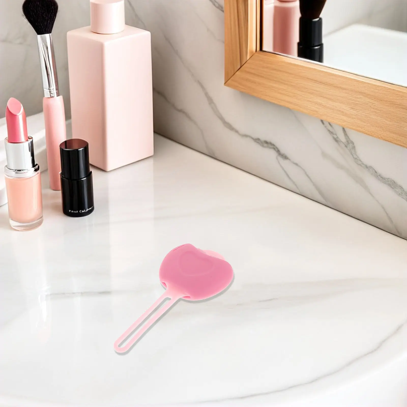 Silicone Lip Brush Organizer Compact Travel Holder with Strap – Pink Makeup Brush Protector for Artists & Daily Use