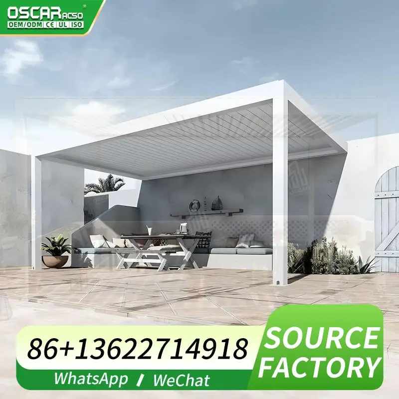 

Bioclimatic custom aluminum manual louvre roof remote control outdoor gazebo for garden patio backyard pergola