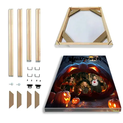 DIY 나무 프레임이 있는 맞춤형 사진 캔버스 포스터, 할로윈 장식, 모든 성도의 날, 가족 선물, 벽 장식