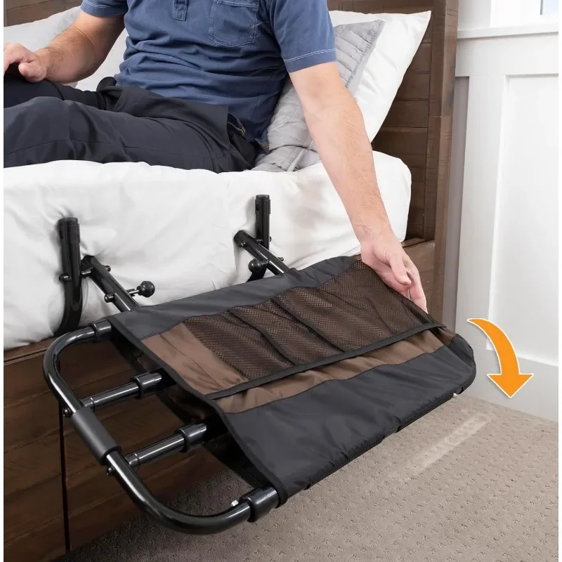 

EZ Adjust Bed Rail, Adjustable Senior Bed Rail and Bed Assist Grab Bar for Elderly Adults with Organizer