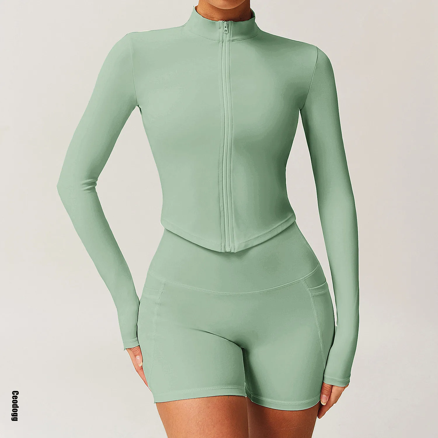 Cerniera Donna Outdoor Running Fitness Wear T-shirt Top a maniche lunghe Giacca da yoga Camicia a maniche lunghe Palestra Push Up Cappotto da allenamento XP260