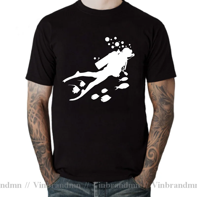 Scuba Dive T Shirt men Submarine World Scuba Diving Lovers T shirts Funny Scuba Diver Under Water T-Shirt Deep Sea Diving TShirt