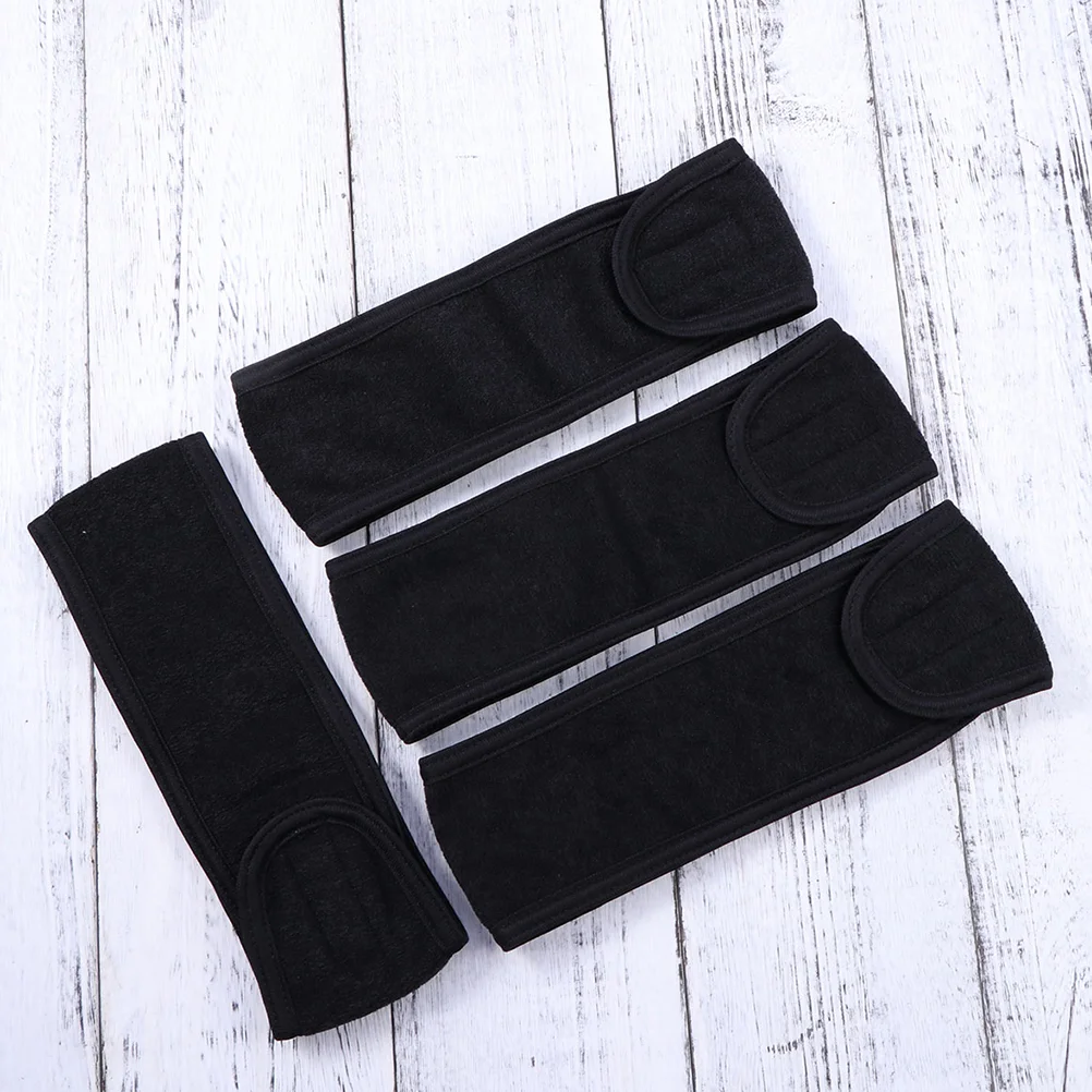 3Pcs Spa Facial Headband Make Up Wrap Head Cloth Headband Stretch Towel with Tape (Black) spa headband