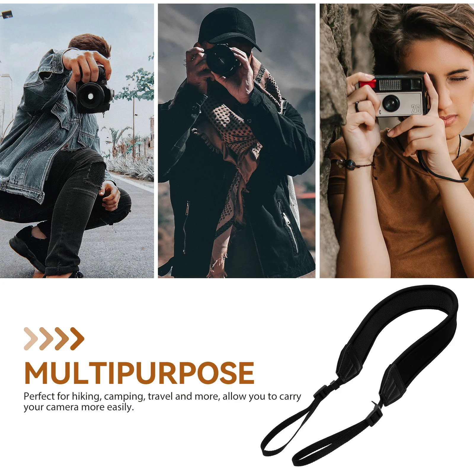 

Camping Camera Neck Strap Adjustable Shoulder for to Weave Black Quick Release Miss
