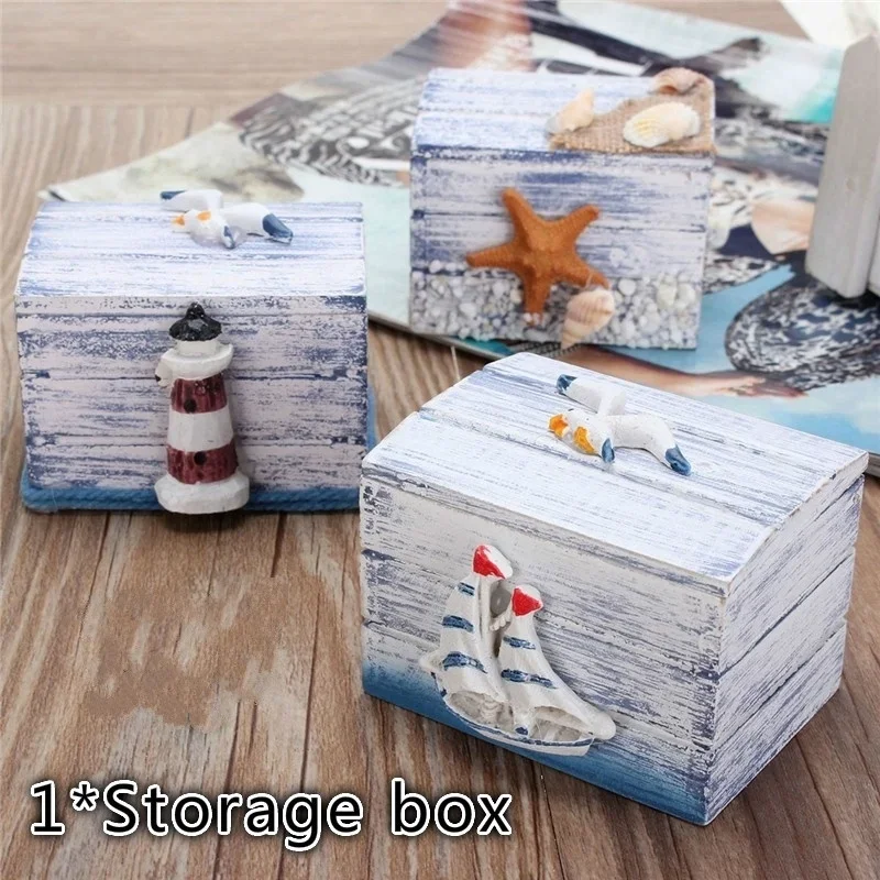 

Starfish Sea Pattern Wooden Pirate Treasure Jewellery Storage Mini Craft Box Case Organizer Home Decoration